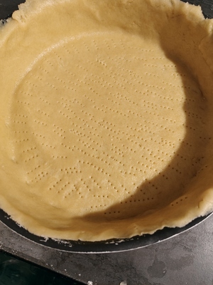 Shortcrust pastry pricked with a fork
